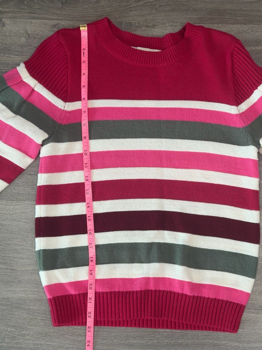 LOFT Colorblock Striped Crewneck Sweater Petite Large Open Knit Drop Shoulder - Picture 9 of 10